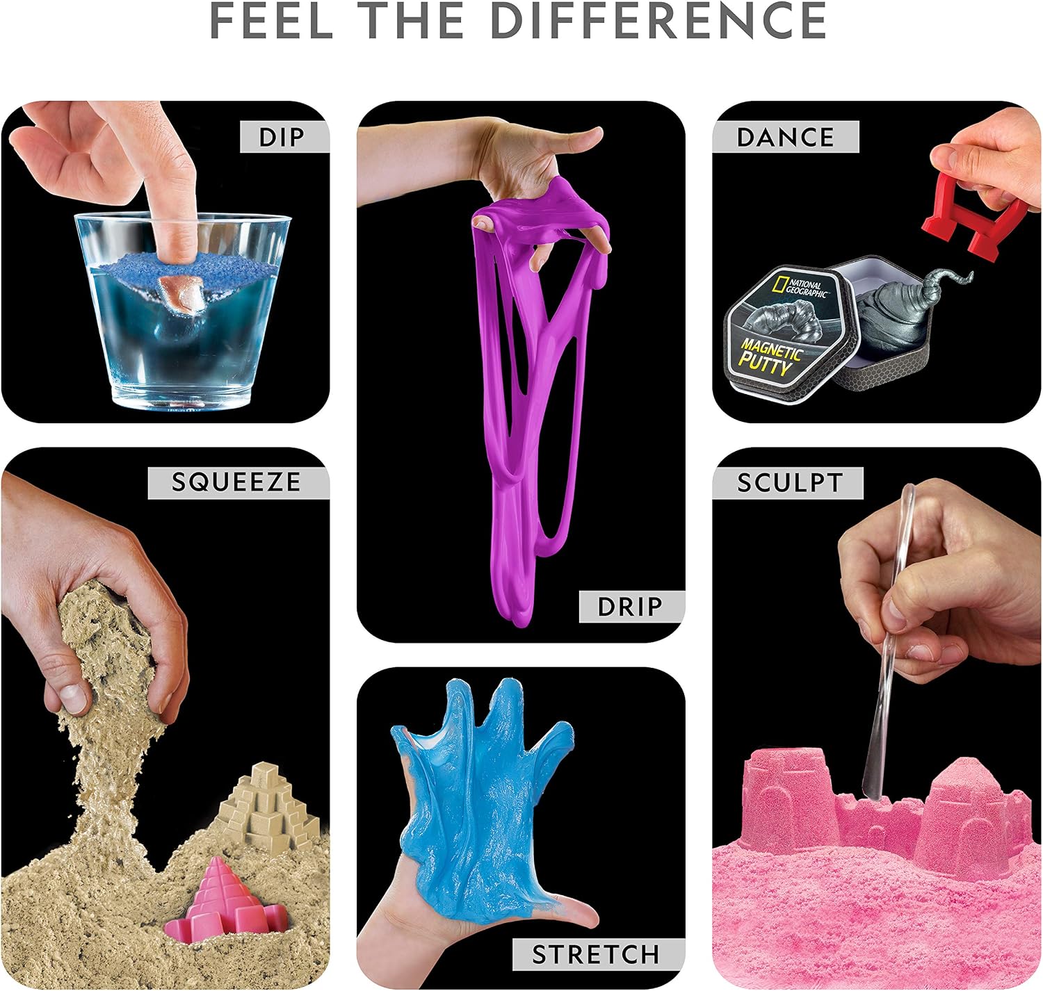 National Geographic Sensory Science Kit - Mega Science Kit, Includes Sensory Play Sand for Kids, Slime, Putty, and Other Projects, Slime Kit for Boys and Girls, Stress Relief Toy