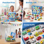 JOYIN 18 Pcs Pull Back City Cars and Trucks Toy Vehicles Set, Friction Powered Mini Cars Toys for Toddlers, Party Favors for Kids 3-5, Birthday Gifts for Boys and Girls, Goodie Bag Stuffers