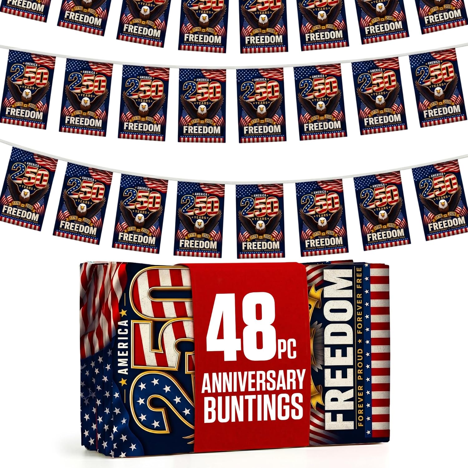 2026 World Cup Flag Bunting String, Double-Sided Polyester Rope 15m - Soccer tournament Bunting Banner for Party Decorations for Tournaments, Garden Streets & Pub Bar
