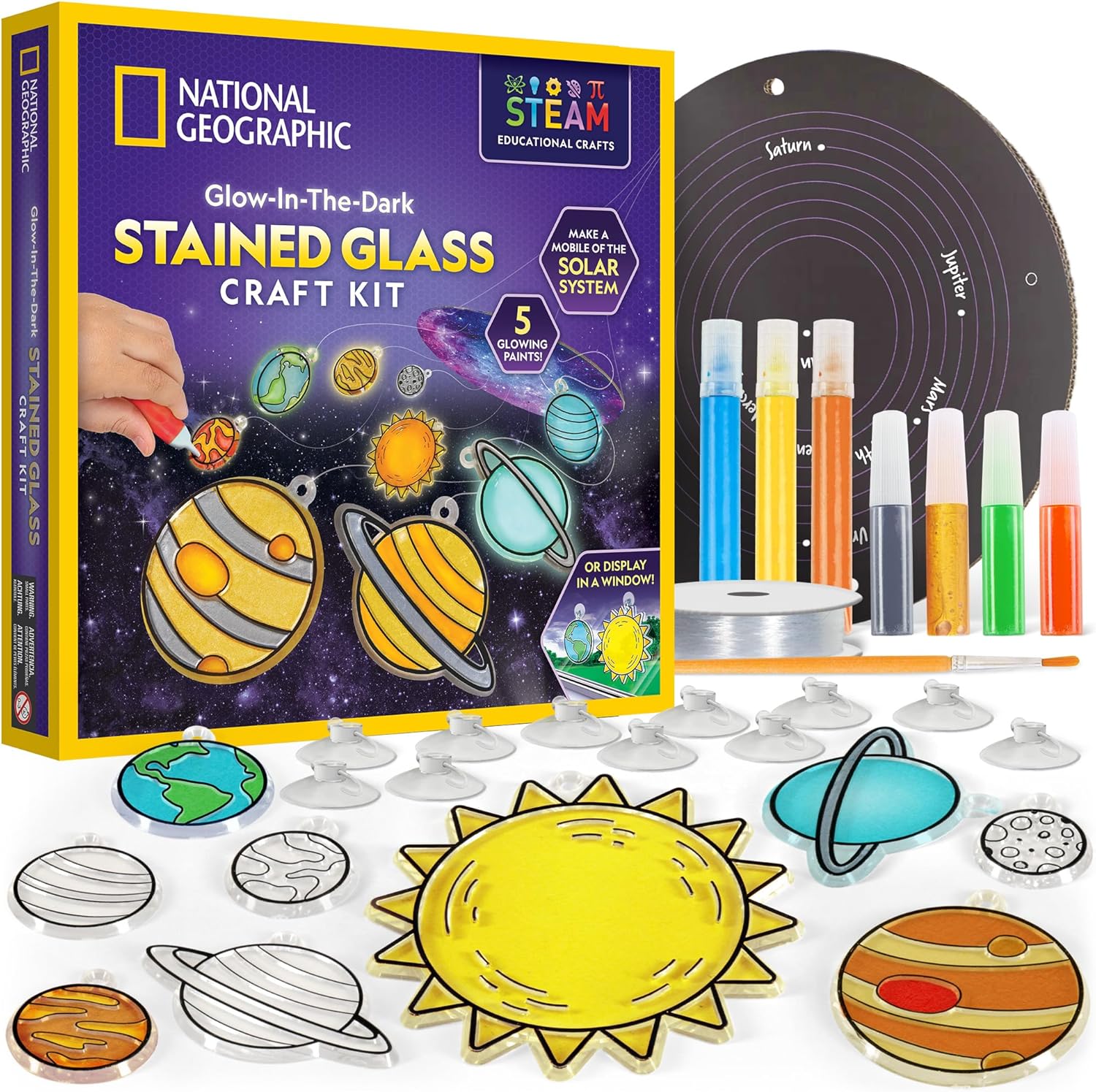 National Geographic Kids Stained Glass Kit - Kids Arts and Crafts Set, Window Sun Catchers, Kid Crafts Ages 4-8, Window Art Craft Kit, Suncatcher