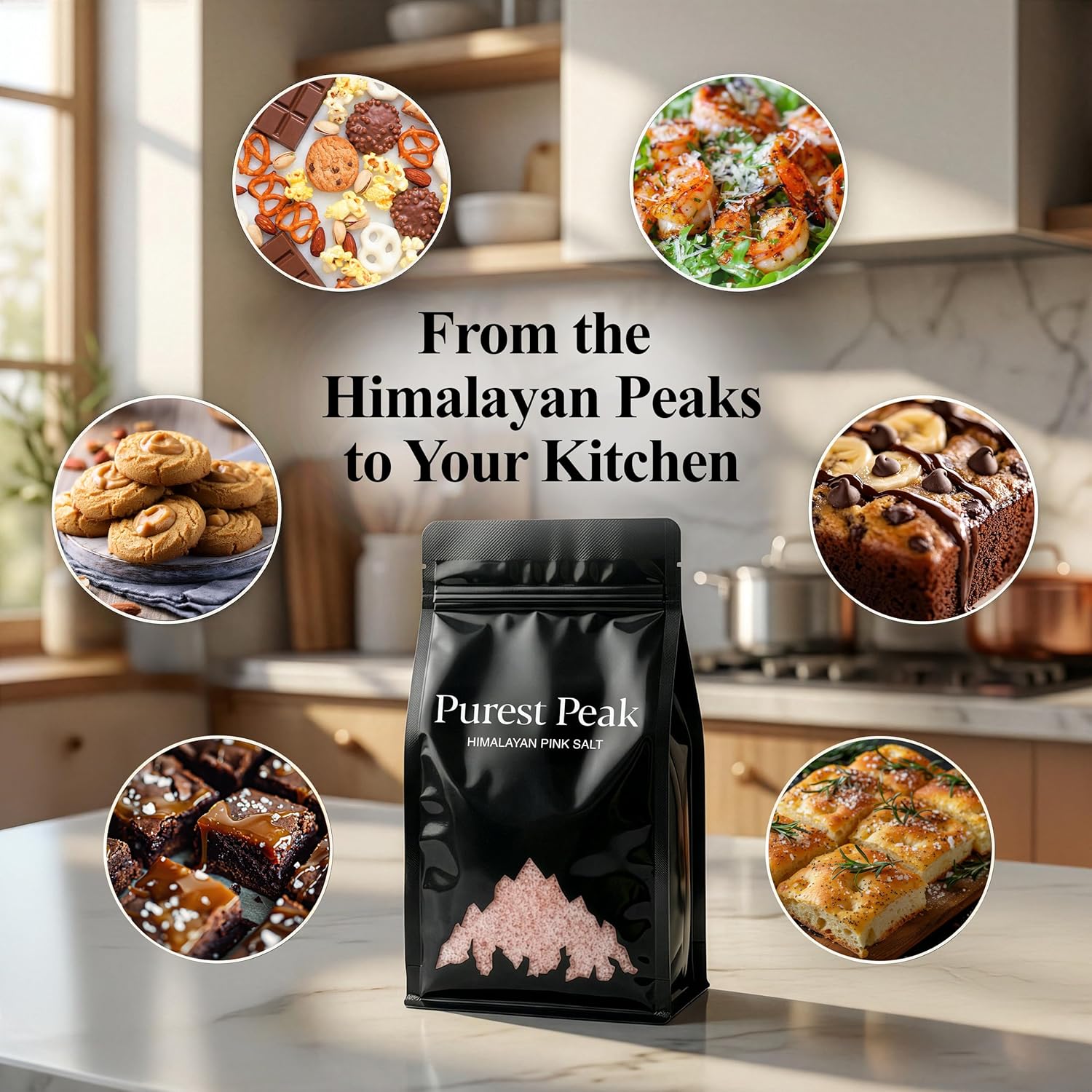 Purest Peak Fine Grain Himalayan Pink Salt – Pure Gourmet Food Grade Chef Salt, Fine Grain Sea Salt, Natural Rock Salt, Kosher, Vegan, and Gluten Free