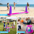 JOYIN Inflatable Pool Float Set Volleyball Net & Basketball Hoops, Balls Included for Kids and Adults Swimming Game Toy, Summer Floaties, Volleyball Court |Basketball