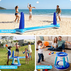 JOYIN Inflatable Pool Float Set Volleyball Net & Basketball Hoops, Balls Included for Kids and Adults Swimming Game Toy, Summer Floaties, Volleyball Court |Basketball