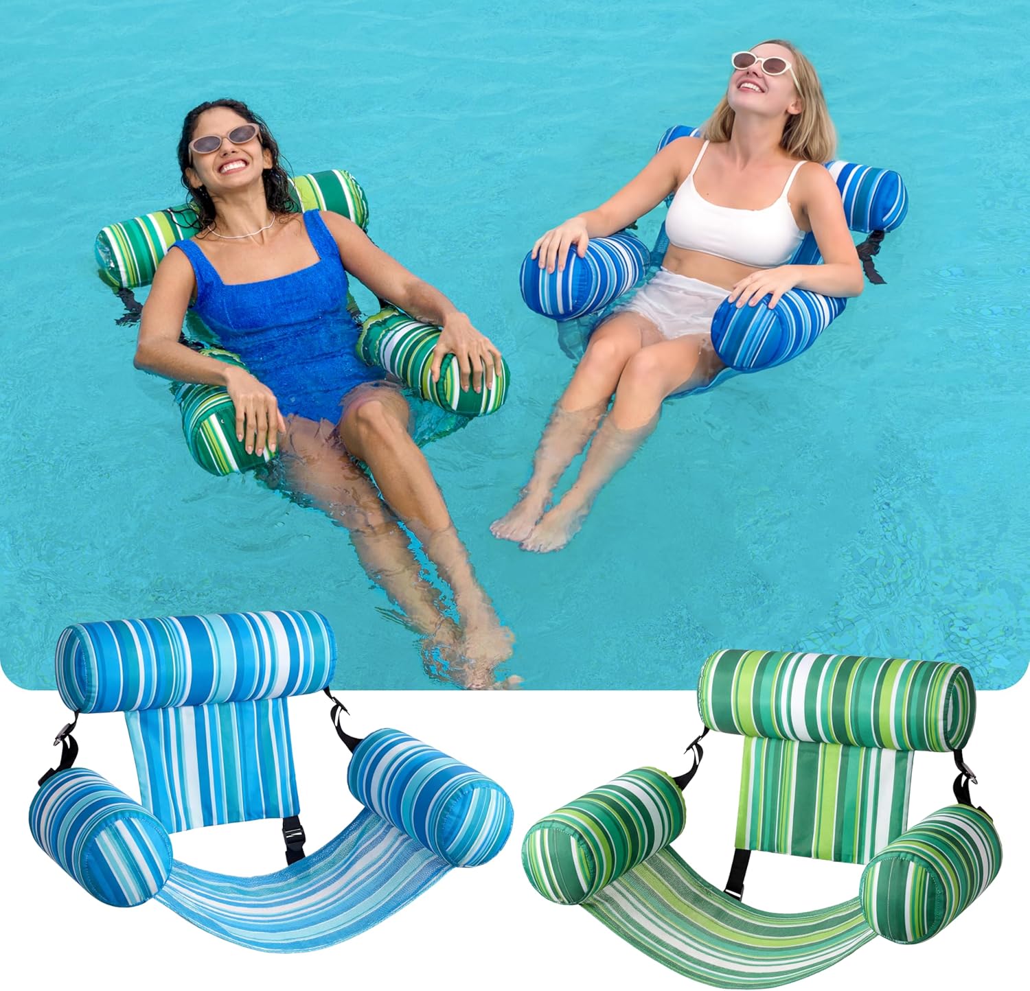 SLOOSH Inflatable Pool Floats Adult,2 Packs Floating Lounge Chairs,Blow up Pool Noodles for Adult Heavy Duty,Floating Chair for Party Summer Water Beach Lake Fun