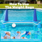 JOYIN Inflatable Pool Float Set Volleyball Net & Basketball Hoops, Balls Included for Kids and Adults Swimming Game Toy, Summer Floaties, Volleyball Court |Basketball