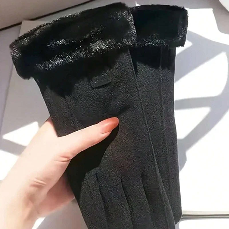 1pair Women's Thermal Lined Cycling Gloves, Winter Warmth Riding Gloves Halloween Accessories Winter Gloves