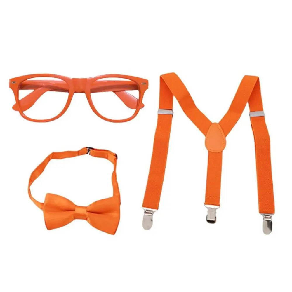 Adult Kids Train Engineer Cosplay Disguise Costume for Kids Orange Strap Bow Tie Hat Halloween Carnival Accessories