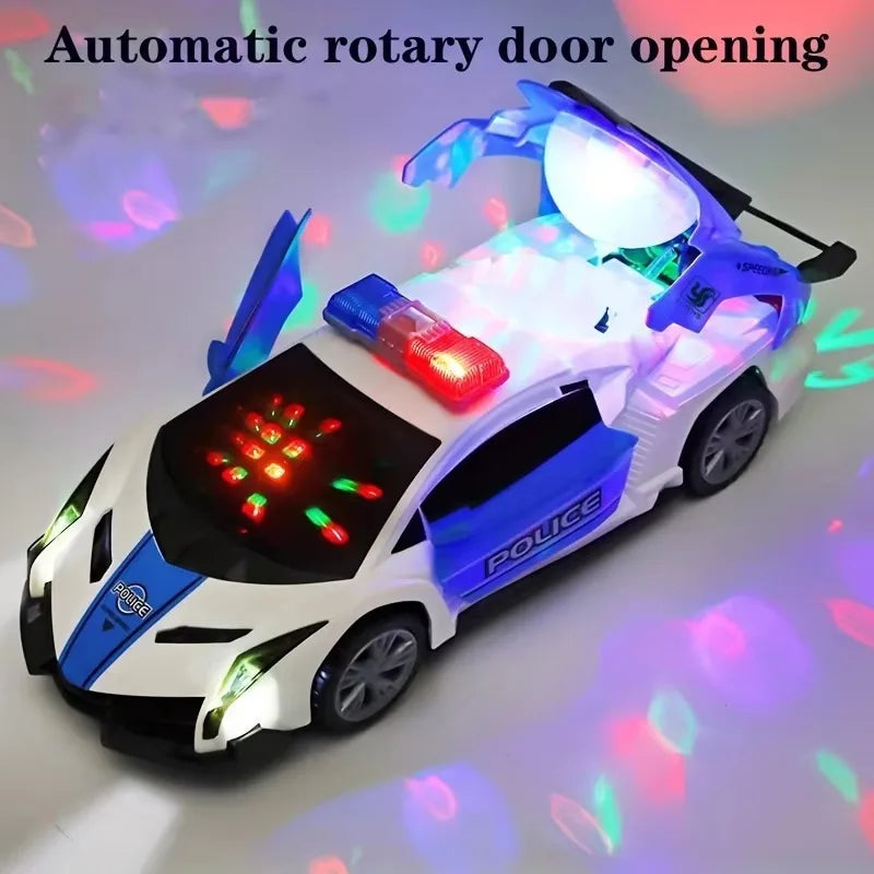360° Rotating Police Car Toy – Sound, Light & Educational Vehicle Toy