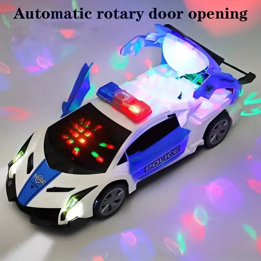 360° Rotating Police Car Toy – Sound, Light & Educational Vehicle Toy