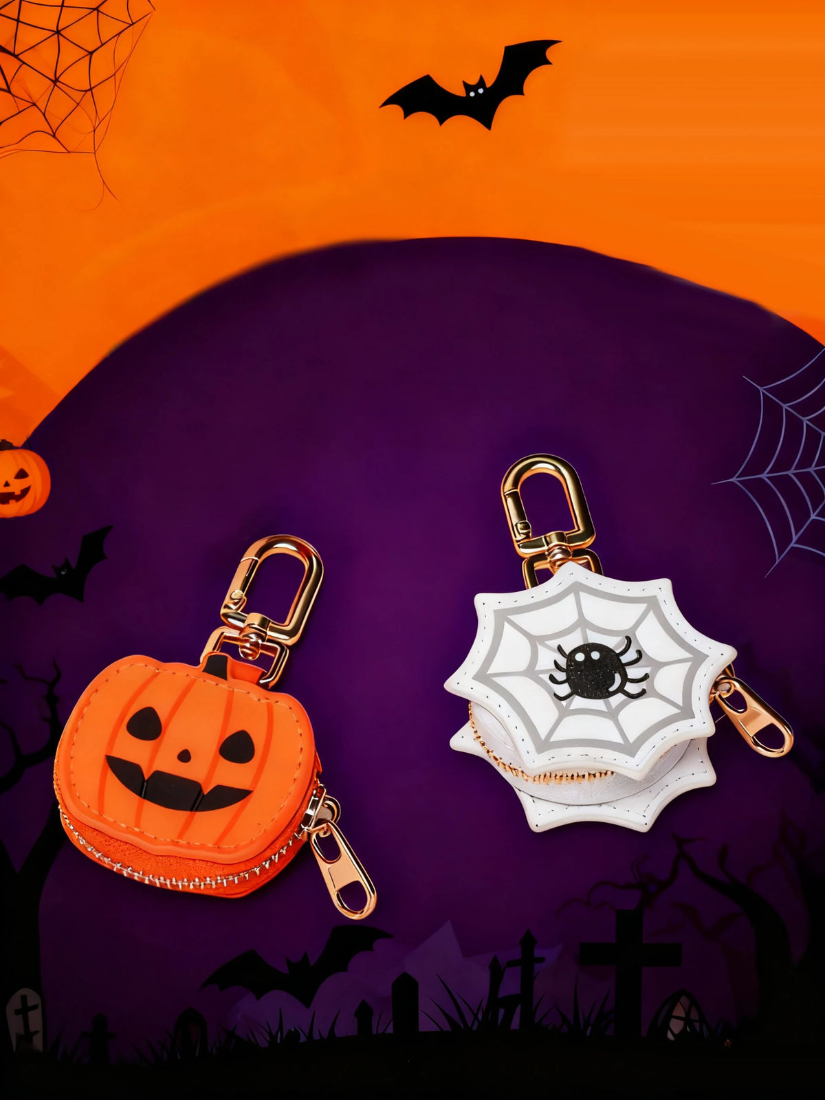 Halloween Coin Purse Fashion Personality Little Pumpkin Pendant Keychain Cute Mini Bag Accessories Send Girls Halloween Gifts