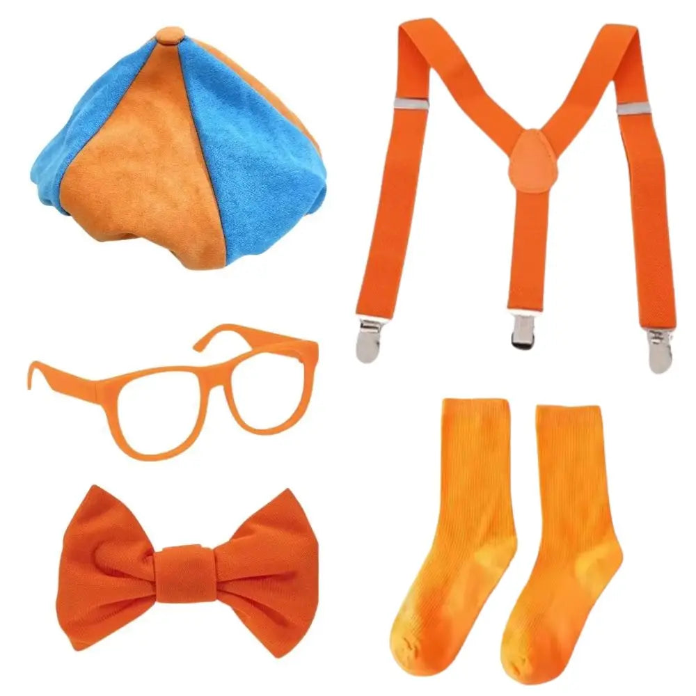 Adult Kids Train Engineer Cosplay Disguise Costume for Kids Orange Strap Bow Tie Hat Halloween Carnival Accessories