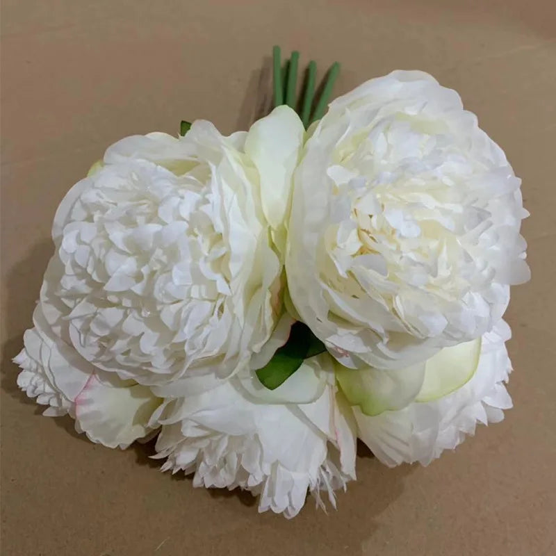 5Big Heads 11cm Diameter Rose Pink Peony Artificial Flowers Bouquet Fake Flower for Home Bride Wedding Decoration Marriage Decor