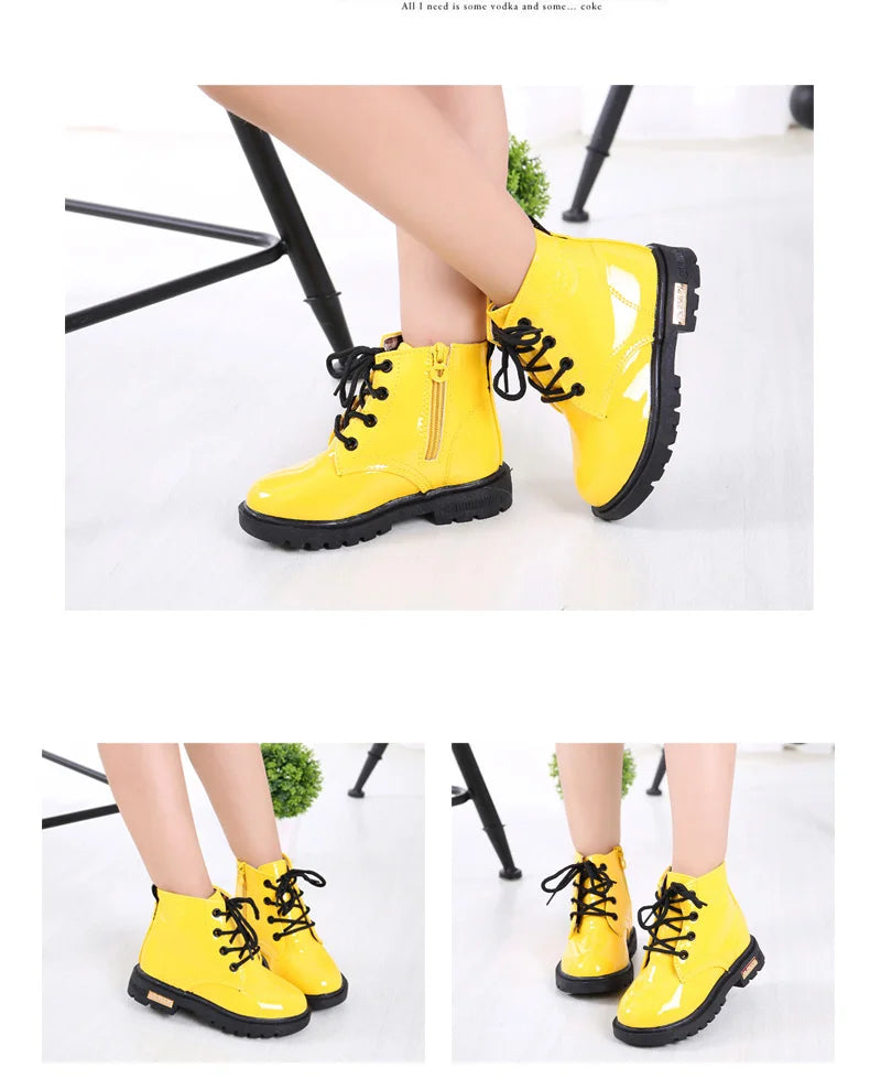 Kids Waterproof Snow Boots Plush Winter Shoes for Boys Girls