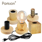 Modern Wood Table Lamp Retro E27 Desk Deco Light Indoor Art Lamps Living Room Bedroom Bedside Decoration Bar Lights Base EU Plug