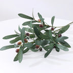 1PC Artificial Olive Green Leaves Tree Branches Christmas Fruit Fake Plants Photo Props Home Wedding Decortion Silk Flowers