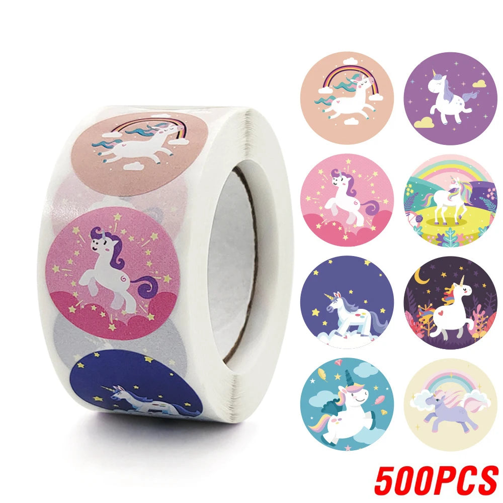 Cute Cartoon Animal Unicorn Sticker Kids Reward Sticker Gift Decoration Label Teacher Encouragement Student Stationery Stickers