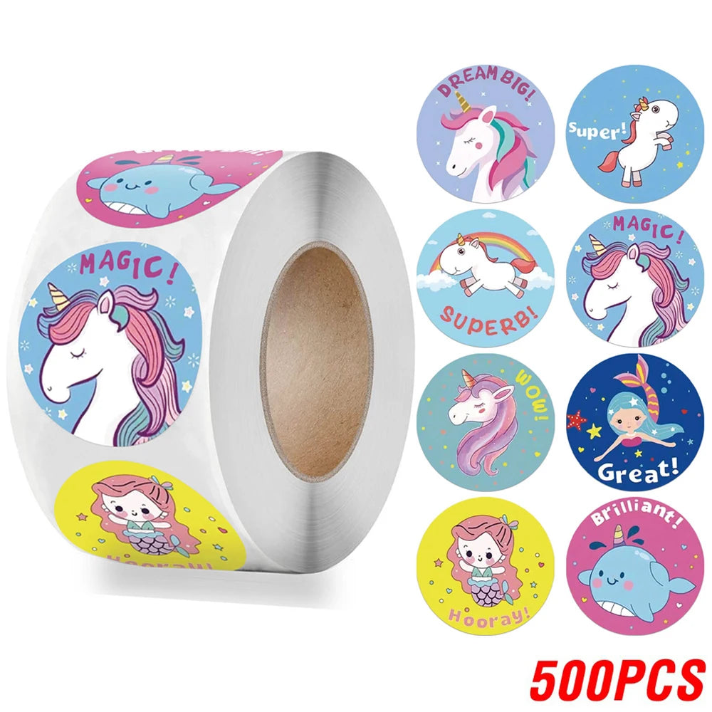 Cute Cartoon Animal Unicorn Sticker Kids Reward Sticker Gift Decoration Label Teacher Encouragement Student Stationery Stickers