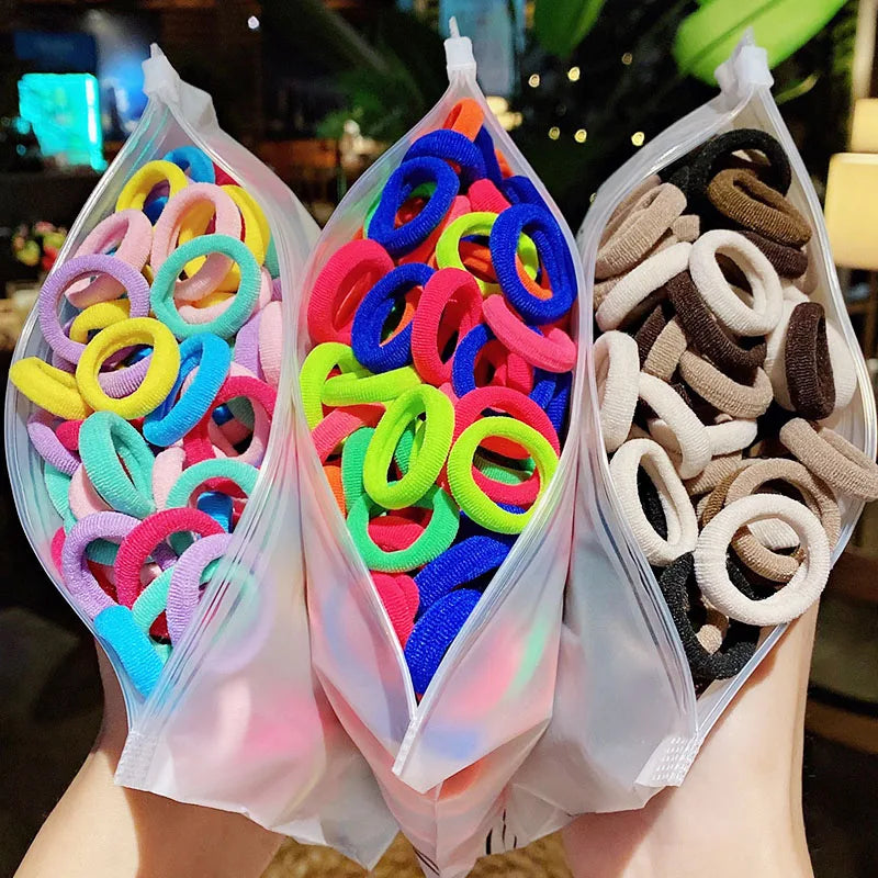 50pcs/Set Girls Colorful Nylon Small Elastic Hair Bands Children Ponytail Holder Scrunchie Headband Kids Hair Accessories