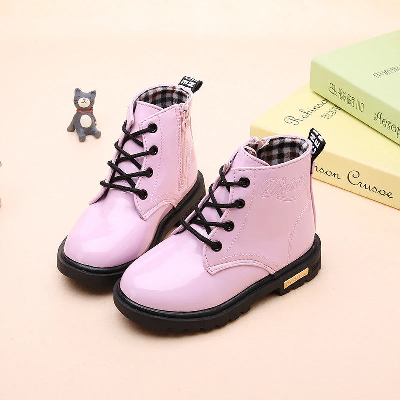 Kids Waterproof Snow Boots Plush Winter Shoes for Boys Girls