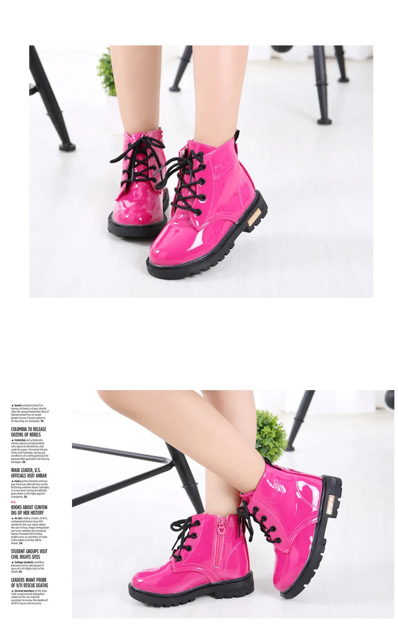 Kids Waterproof Snow Boots Plush Winter Shoes for Boys Girls