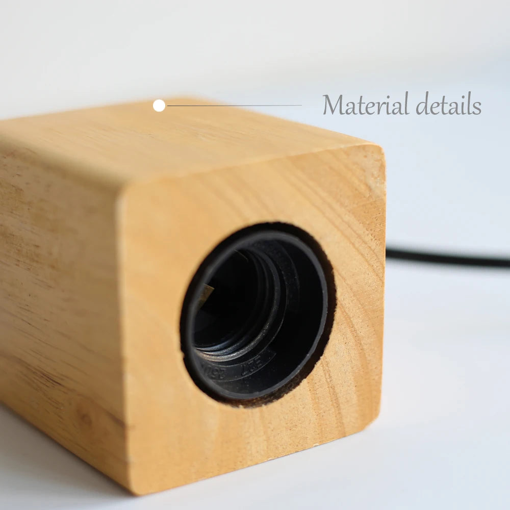 Modern Wood Table Lamp Retro E27 Desk Deco Light Indoor Art Lamps Living Room Bedroom Bedside Decoration Bar Lights Base EU Plug