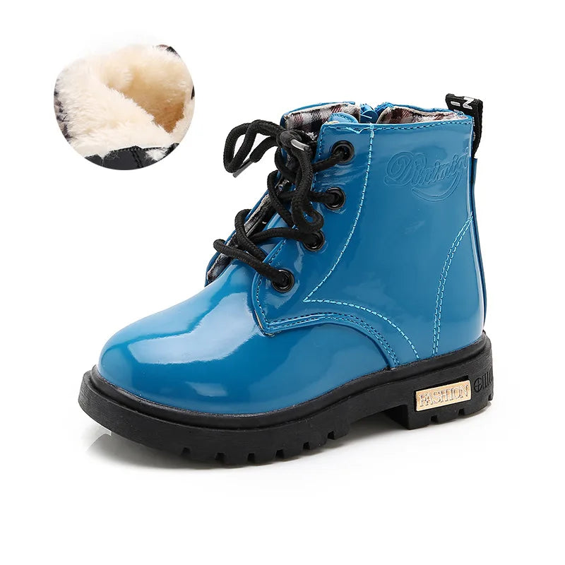 Kids Waterproof Snow Boots Plush Winter Shoes for Boys Girls
