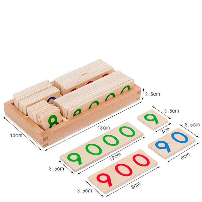 Wooden Numbers Cards Montessori Math Learning Teaching Aid for Kids
