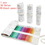 12/24/36/48/72 Hole Colorful Cloth Pencil Case Stationery Cosmetic Pencil Storage Bag Pencil roll School Supplies 050045