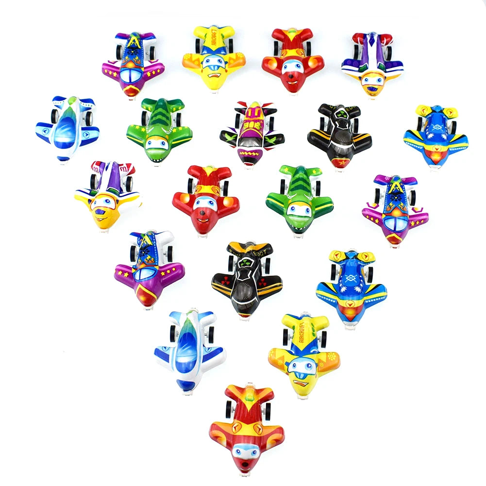 20pcs/lot Cartoon Toys Cute Plastic Pull Back Cars Plane Toy Cars for Child Mini Car Model Funny Kids Toys Kindergarten Toys DDJ