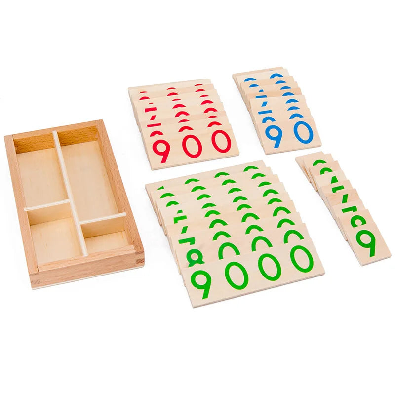 Wooden Numbers Cards Montessori Math Learning Teaching Aid for Kids