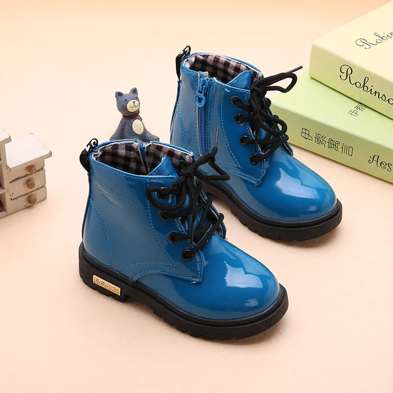 Kids Waterproof Snow Boots Plush Winter Shoes for Boys Girls