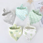 5pcs/lot Baby Bibs Triangle Double Cotton Bibs Cartoon Print Saliva Towel Baby Boys Girls Feeding Apron Cotton Bandana Bibs