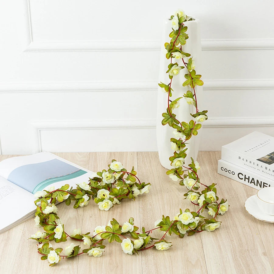 250CM Artificial Rose Flowers for Wedding Home Room Decoration Spring Autumn Garden Arch Christmas Rattan DIY Fake Plants Vine