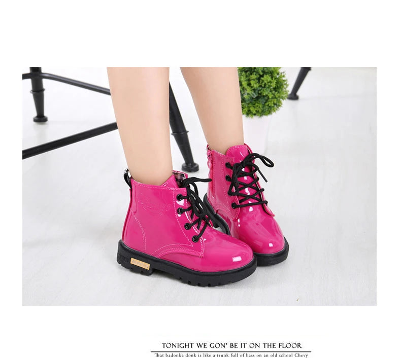 Kids Waterproof Snow Boots Plush Winter Shoes for Boys Girls