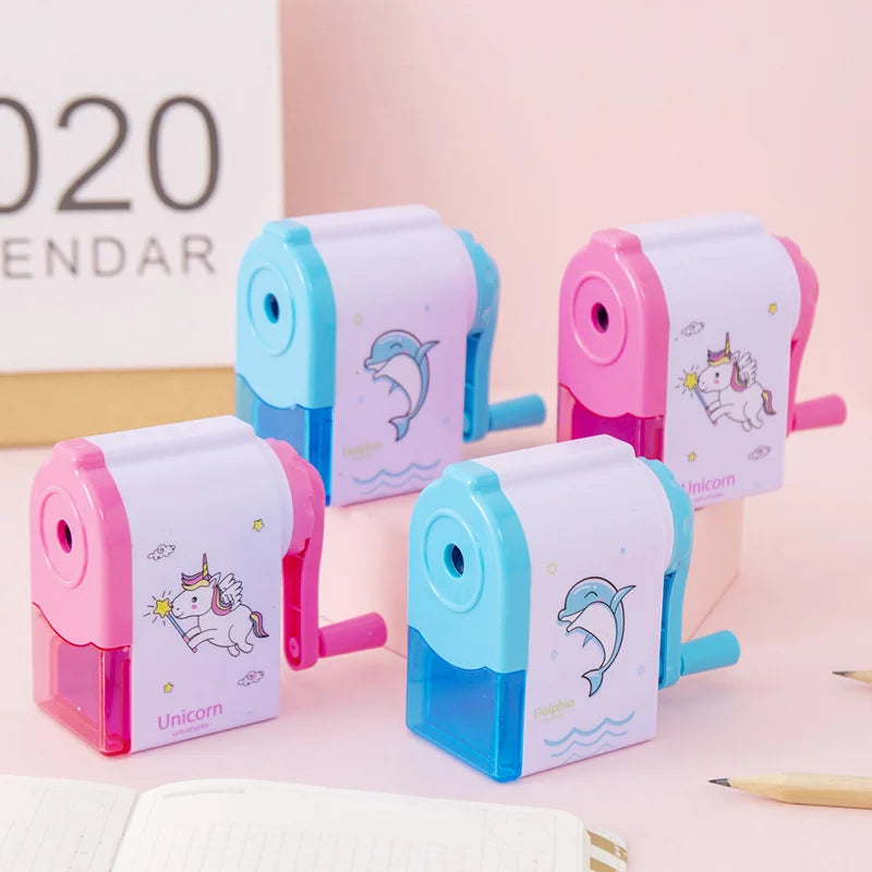 Lytwtw's Cute Unicorn Dolphin Mechanical Sharpener For Pencil School Office Supplies Creative Stationery Back To School