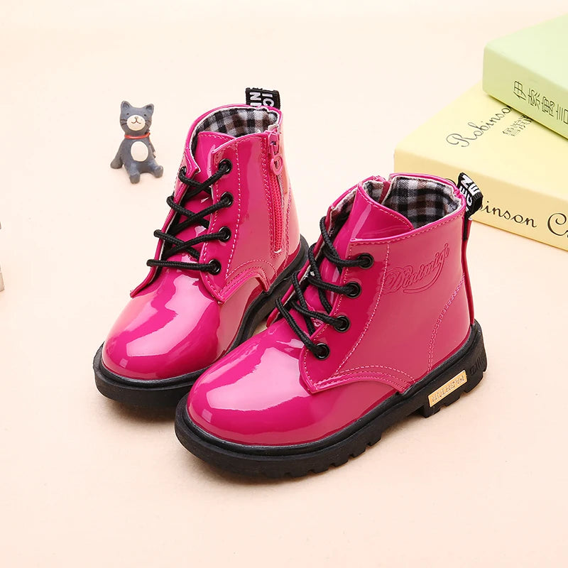 Kids Waterproof Snow Boots Plush Winter Shoes for Boys Girls