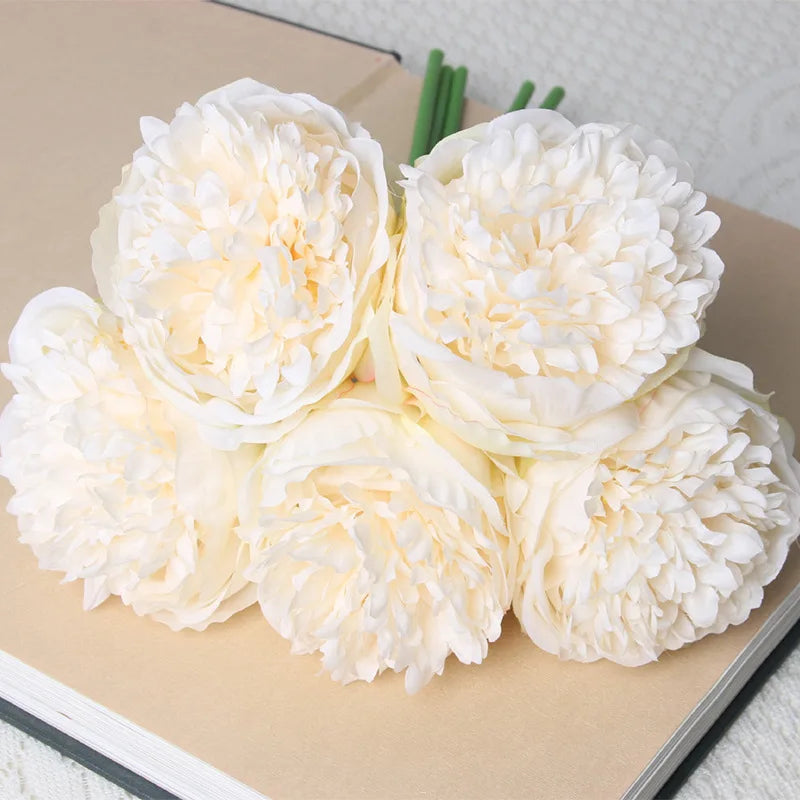 5Big Heads 11cm Diameter Rose Pink Peony Artificial Flowers Bouquet Fake Flower for Home Bride Wedding Decoration Marriage Decor