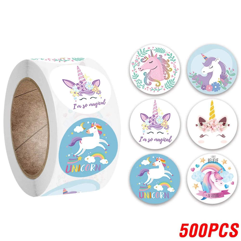 Cute Cartoon Animal Unicorn Sticker Kids Reward Sticker Gift Decoration Label Teacher Encouragement Student Stationery Stickers