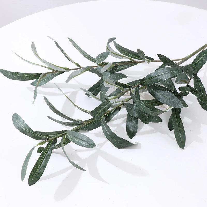 1PC Artificial Olive Green Leaves Tree Branches Christmas Fruit Fake Plants Photo Props Home Wedding Decortion Silk Flowers