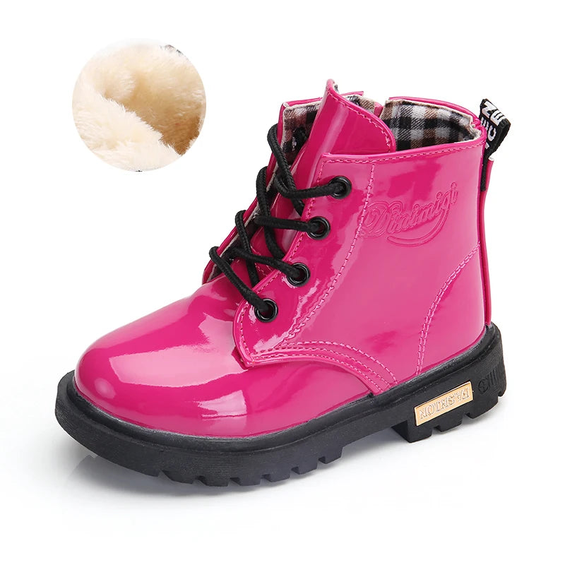 Kids Waterproof Snow Boots Plush Winter Shoes for Boys Girls