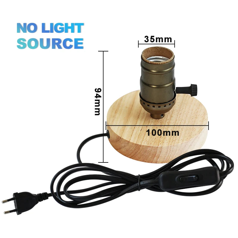 Modern Wood Table Lamp Retro E27 Desk Deco Light Indoor Art Lamps Living Room Bedroom Bedside Decoration Bar Lights Base EU Plug