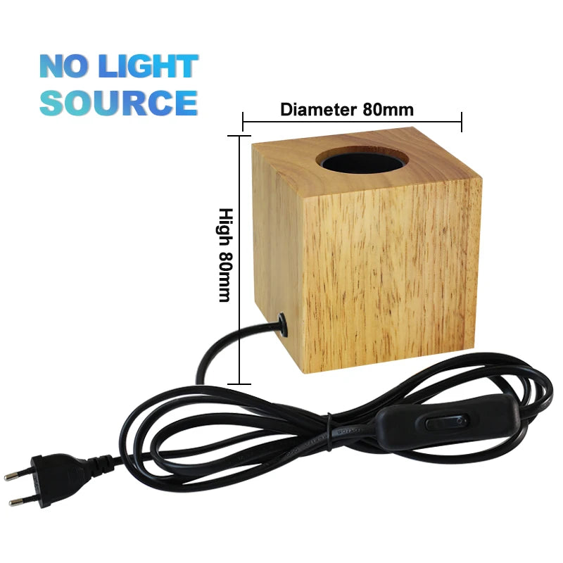 Modern Wood Table Lamp Retro E27 Desk Deco Light Indoor Art Lamps Living Room Bedroom Bedside Decoration Bar Lights Base EU Plug