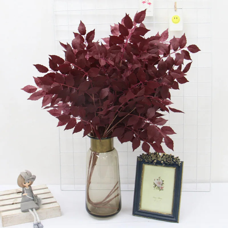 HMEOT Artificial Green Plants Grass Silk Trumpet Leaf Fake Flower Wedding Floral Row Accessories Vase Home Decor Greenery H6969