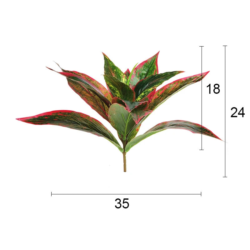 5 Fork 29cm Fake Plants Leaves Tropical Artificial Tree Leaf Small Vegetation Decorative Plant Wall For Home Bonsai Decoration