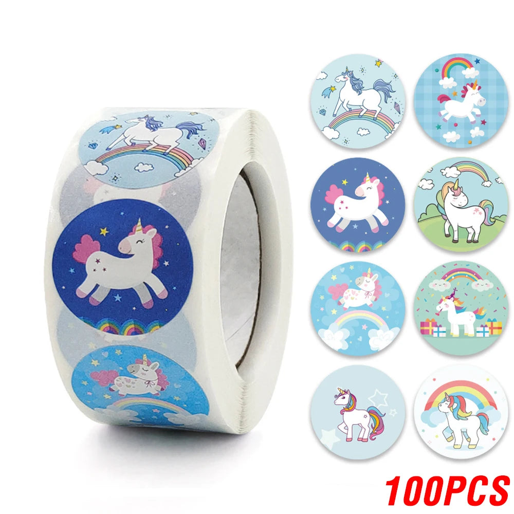 Cute Cartoon Animal Unicorn Sticker Kids Reward Sticker Gift Decoration Label Teacher Encouragement Student Stationery Stickers
