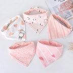 5pcs/lot Baby Bibs Triangle Double Cotton Bibs Cartoon Print Saliva Towel Baby Boys Girls Feeding Apron Cotton Bandana Bibs