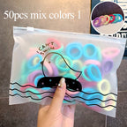 50pcs/Set Girls Colorful Nylon Small Elastic Hair Bands Children Ponytail Holder Scrunchie Headband Kids Hair Accessories