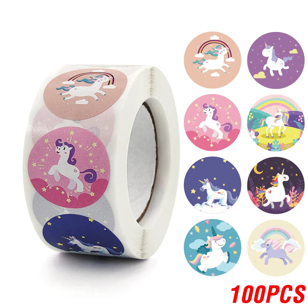 Cute Cartoon Animal Unicorn Sticker Kids Reward Sticker Gift Decoration Label Teacher Encouragement Student Stationery Stickers