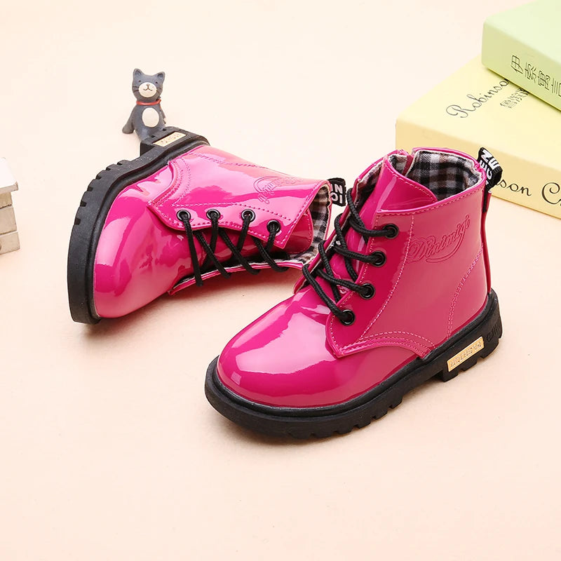 Kids Waterproof Snow Boots Plush Winter Shoes for Boys Girls