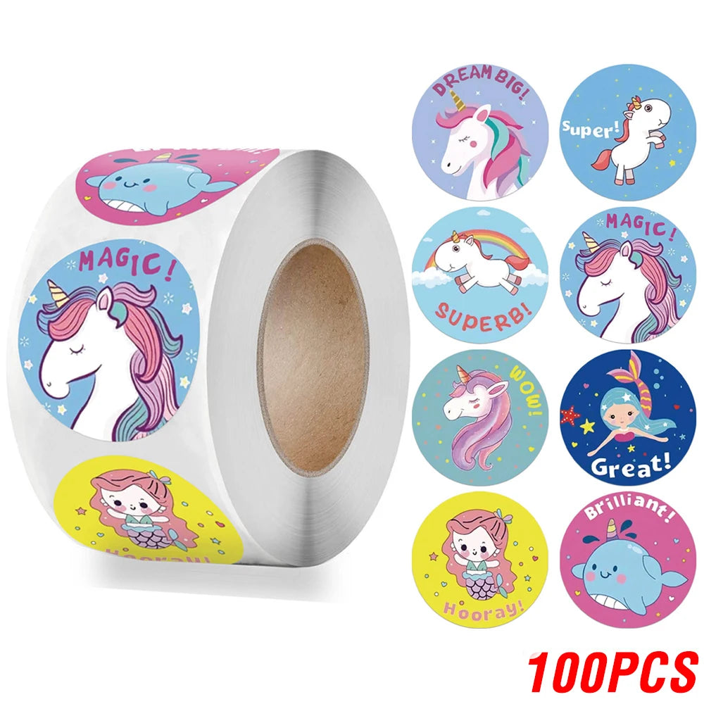 Cute Cartoon Animal Unicorn Sticker Kids Reward Sticker Gift Decoration Label Teacher Encouragement Student Stationery Stickers